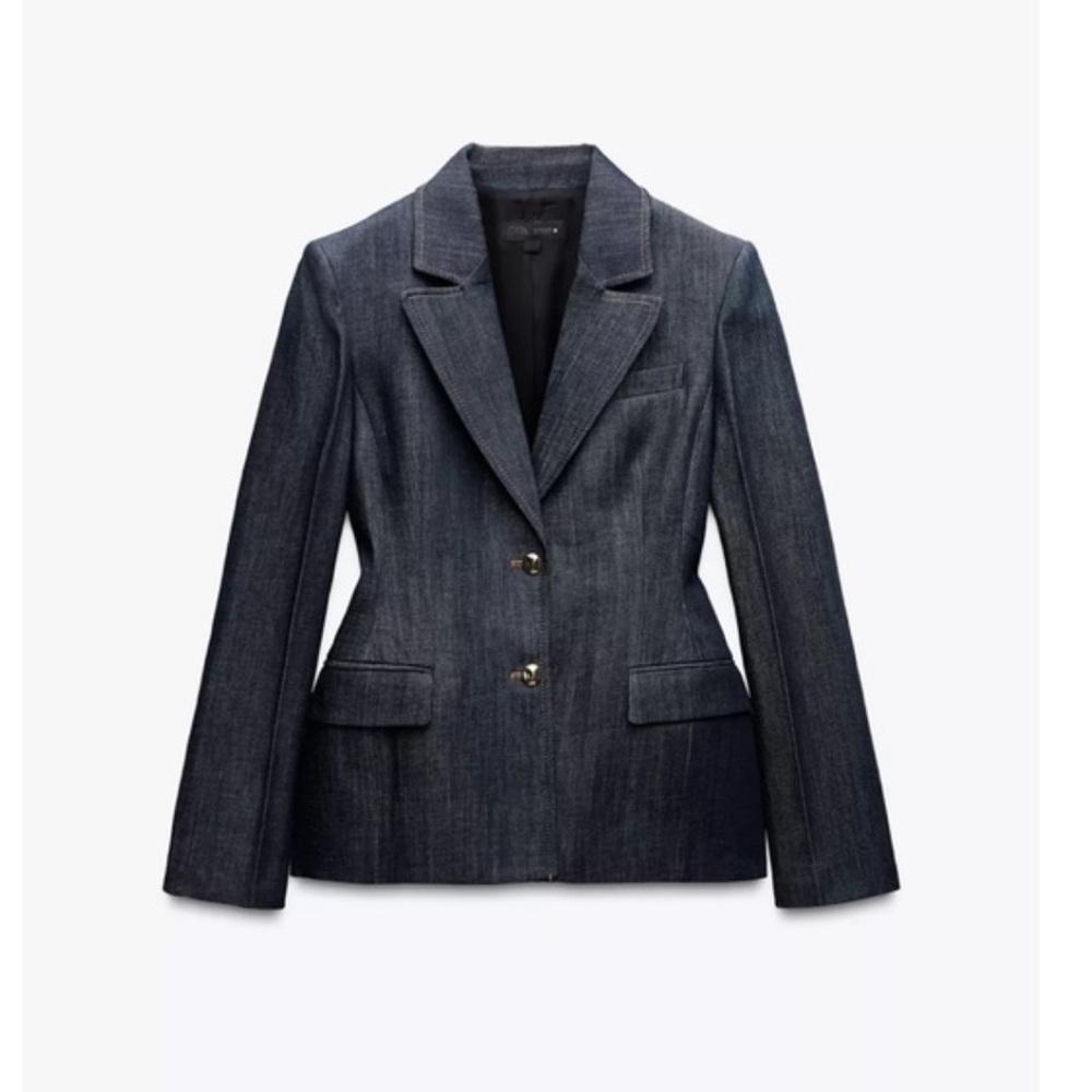 Zara Denim Sculpted Blazer